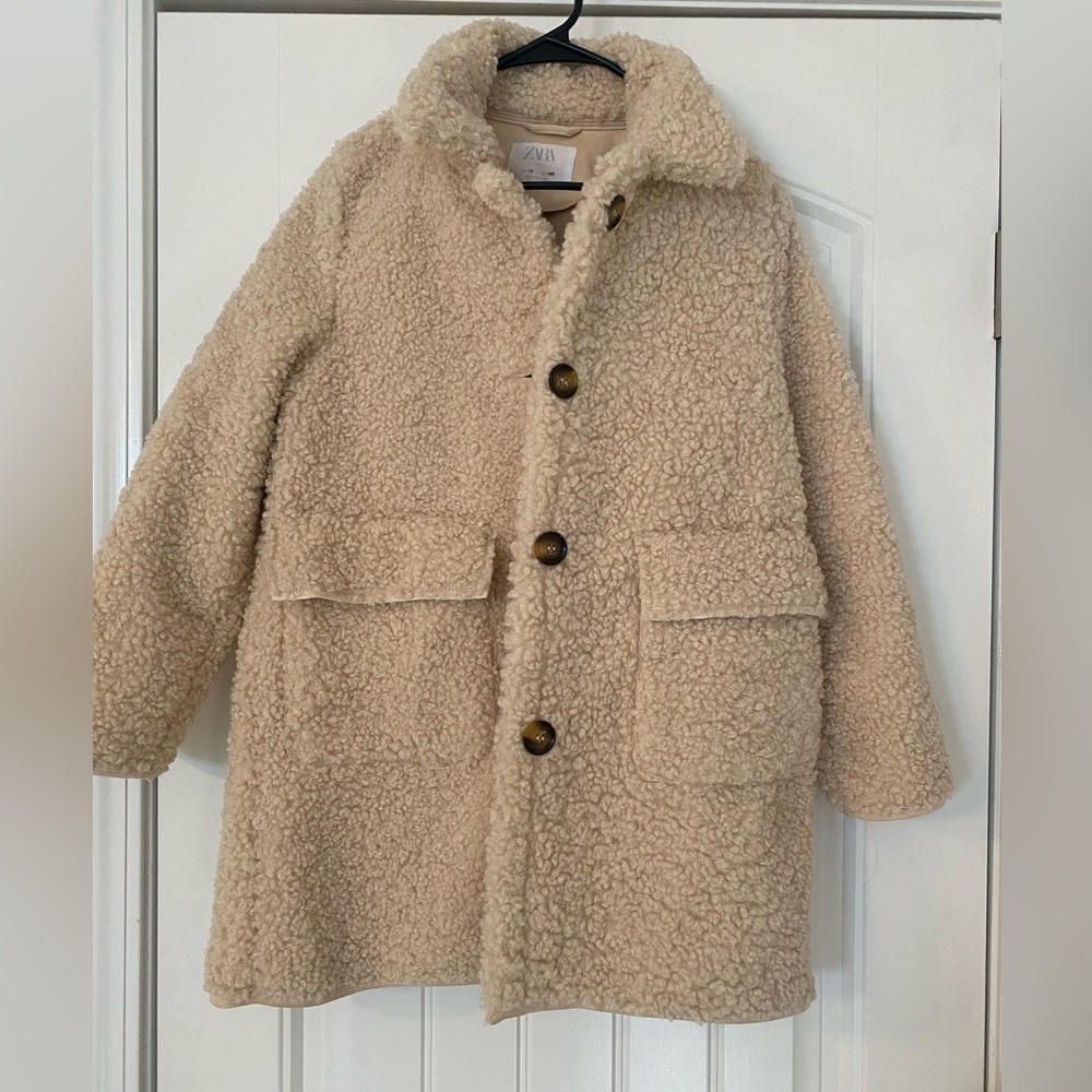 Zara Girls fluffy button down coat